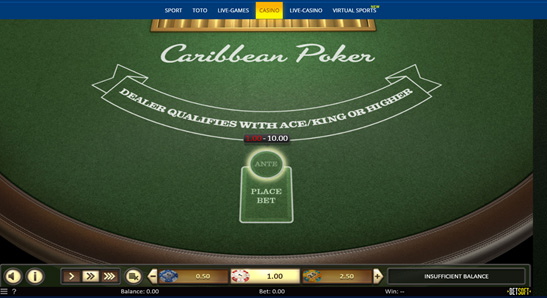 Jeden z rodzajów pokera, karaibski, dostępny na MostBet